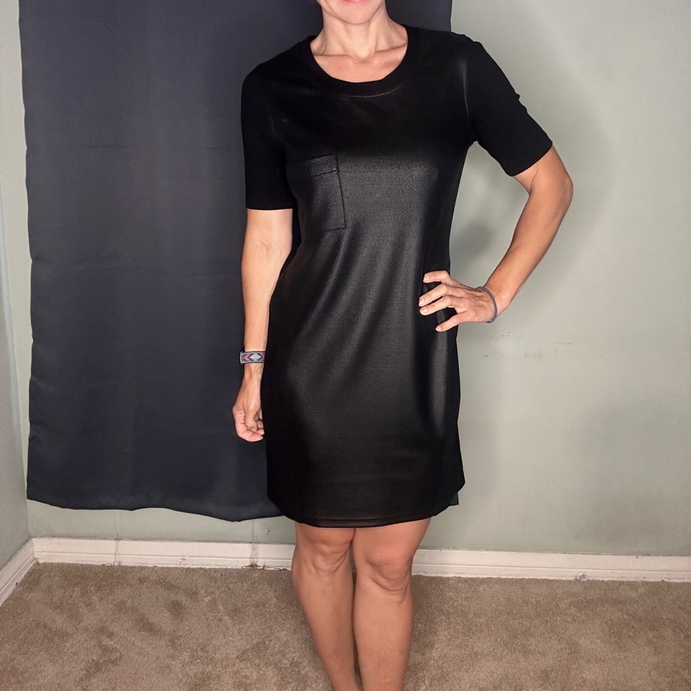 Bcbg Faux leather front t-shirt dress